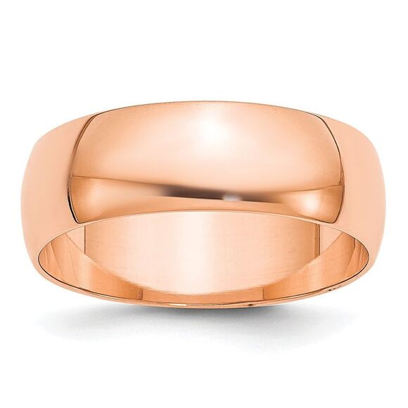 Kazi Luxury 14k Rose Gold 6mm Lightweight Half Round Wedding Band Size 8